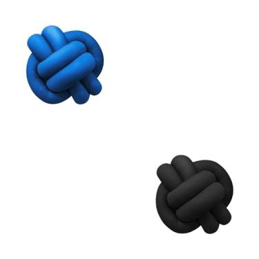 Imagem de Almofadas De Nó 28cm x 28cm Lindas Decorativas Sala Sofá Cama Cores (AZUL BIC E PRETO)