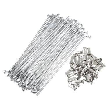 Imagem de uxcell 36 peças tom prateado 4 mm diâmetro 170 mm comprimento motocicleta raios roda protetor com mamilos capa de aro de metal