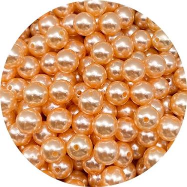 Imagem de Tingoons 700 peças de contas de pérola de 6 mm com furo redondo solto lustre artesanato contas para decoração de casa preenchedores de vasos faça artesanato faça joias fazendo joias colar brincos (laranja claro)