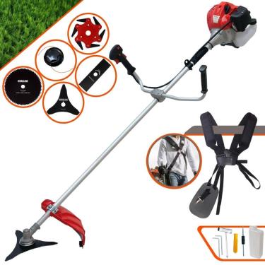 Imagem de Aparador de Grama À Gasolina Anmax CG430P Motor 2T 43cc 2HP de Potência 9.000rpm Roçadeira Completa Com Carretel de Nylon + Kit Com 4 Lâminas de Corte