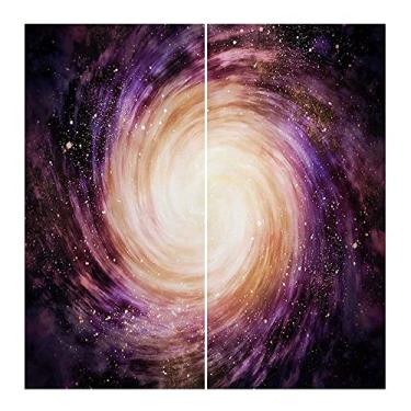 Imagem de Cortina blecaute Galaxy, impressão de ficção científica planeta de poeira estelar grande rosa e roxa com absorção de som, cortinas blackout para sala de jantar/decoração de festa, L 130 cm x C 150 cm