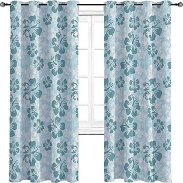 Imagem de Cortinas blackout Havaí – Cortinas de quarto e sala de estar com isolamento térmico, economia de energia e redução de ruído, 2 painéis por grupo, L 213 cm x C 236 cm azul claro turquesa