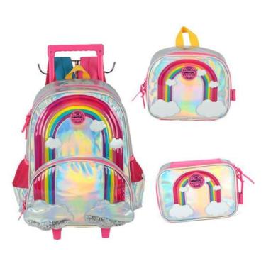 Imagem de Kit Mochila Carrinho Arco Íris Metalizado  Up4You