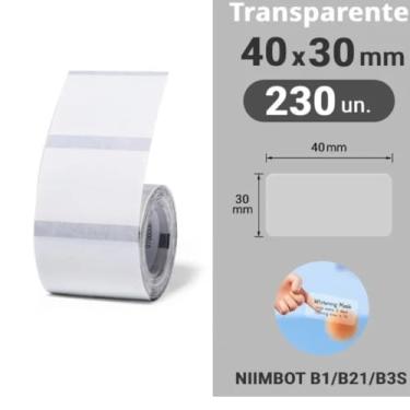 Imagem de Etiqueta Térmica Transparente 40x30mm – 230 Unidades – Adesiva para Impressoras Niimbot
