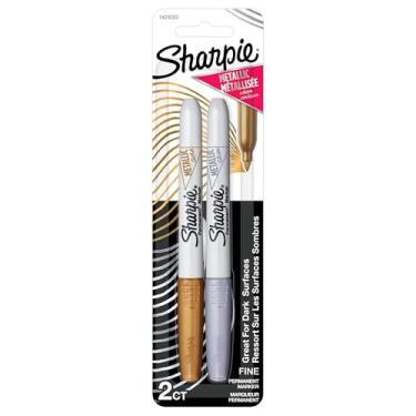 Imagem de SHARPIE Marcador permanente de ponta fina metálica, cores sortidas, pacote com 2-1829202
