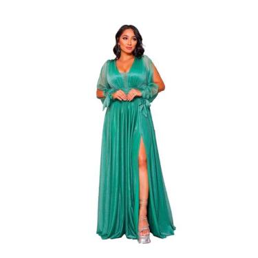 Imagem de Vestido Festa Tule Manga Longa Madrinha Formatura Convidada - Glamoor 