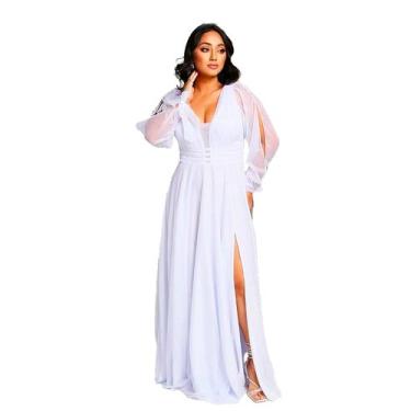 Imagem de Vestido Festa Tule Manga Longa Madrinha Formatura Convidada - Glamoor 