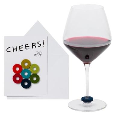 Imagem de Graf Lantz - Pingentes de taça de vinho de lã merino da Wine-Ote (Cheers) 7 unidades - Marcadores de bebida com cartão de notas - Reutilizáveis - 7 cores - Estilo Boho - Decoração de casa