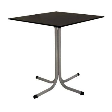Imagem de Mesa de Jantar Quadrada 70cm Cinza Tampo Madeira Preto - Lamar Design