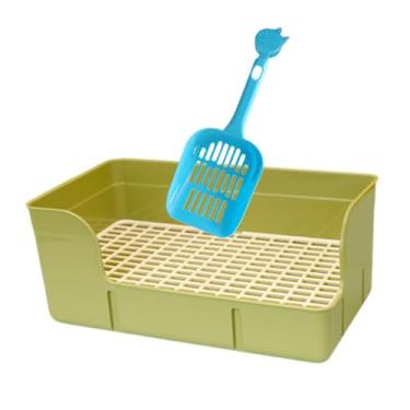 Imagem de IEUDNS Caixa de areia para coelhos de estimação, treinamento para furões, bandeja antirrespingos para xixi, comadre, caixa de cama para banheiro e acessórios, Verde