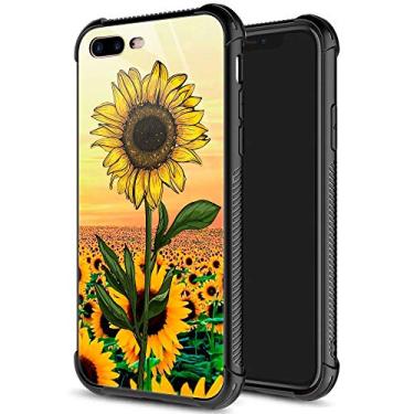 Imagem de Capa para iPhone SE 2020, capa de vidro temperado para iPhone 8, para meninas, lábios coloridos e sexy, capas para iPhone 7, à prova de choque, antiarranhões, para Apple iPhone 7/8/SE2 4,7 polegadas, quatro cores, iPhone 7/8 Plus, A sunflower patch