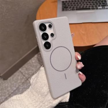 Imagem de YOGISU Capa magnética de couro TPU com textura fosca para Samsung Galaxy S24 Ultra, à prova de choque (para Samsung Galaxy S24 Ultra/cinza)