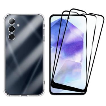 Imagem de Kit 2 Películas Para A55 + Capa Capinha Compatível Samsung Galaxy Vidro 3d Anti Impacto