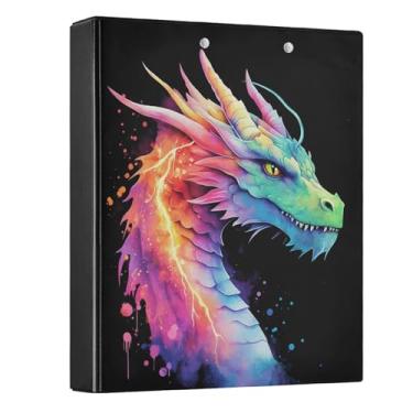 Imagem de Fichário de 3 anéis, dragão relâmpago, aquarela, fichário redondo de 3,8 cm, fichário com 200 folhas para crianças, material escolar, mulheres e homens, escritório, 1 pacote