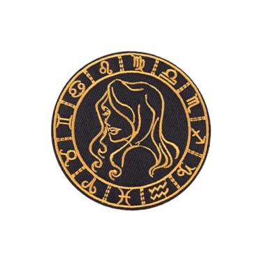 Imagem de Ruoming Ruoming 1 peça de remendos decorativos de constelação bordados a ferro, suporte adesivo, para roupas e acessórios (Virgem)