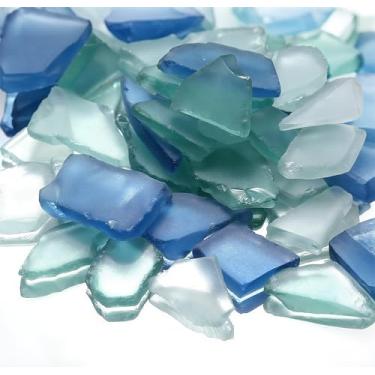 Imagem de Mouparfulu Vidro marinho para artesanato - Peças de vidro marinho fosco de 340 g - Enchimento de vaso e ornamento de aquário, suprimentos de artesanato DIY para arte, casamentos na praia e decoração