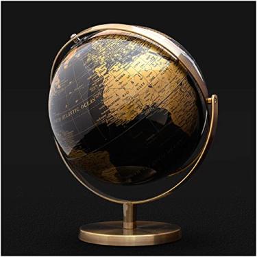 Imagem de Iron & Glory | Globo Mundial | Acessórios decorativos para casa com mapa mundial para decoração de quarto vintage | Ornamentos para sala de estar e mesa de escritório | Acessórios de escritório preto e dourado para decoração de casa | Presentes