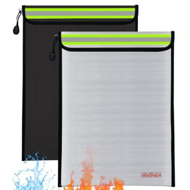 Imagem de Bolsa à prova de fogo, bolsa de armazenamento seguro para viagem para documentos, dinheiro, objetos de valor, chaves de joias, bateria de lipo (28 x 38 cm preto + prata)