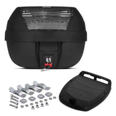 Imagem de Bau Moto，Kit de FixaçãO De Baú para Motocicleta 28l, Fechadura e Chave, Cristal Vermelho Fumê(Cristal)