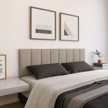 Imagem de Cabeceira Painel Estofado p/Cama Casal 140x60 – Kit com Módulos em Veludo – Toque Macio - Areia Bege Cinza Marrom Rosa