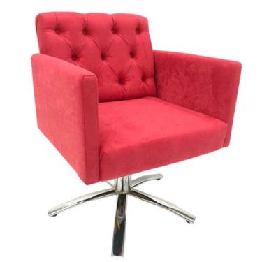 Imagem de Poltrona Nina Capitonê Giratória Sued Vermelho - Sua Casa Decor