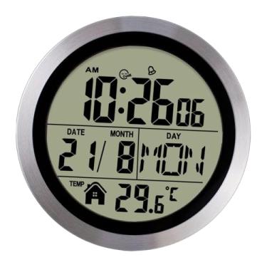 Imagem de Generic Despertador digital com função, alimentado por bateria, leve, mesa de cabeceira, relógio de parede para academias e hotéis, Moldura de Alumínio