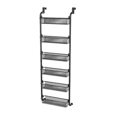 Imagem de Ioensy Organizador de porta de aço carbono para temperos, cestos suspensos para armários, despensas, lanches, latas e frutas, Preto