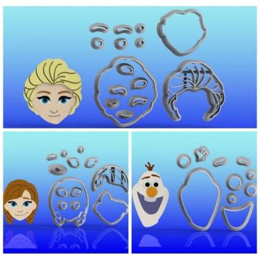 Imagem de Cortador Kit Frozen Ana e Elsa Olaf Tamanho 5cm