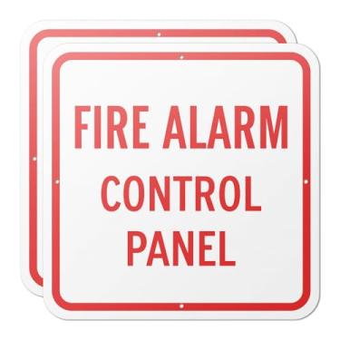 Imagem de 101SIGNCITY (Pacote com 2) Placa de painel de controle de alarme de incêndio de 30,5 x 30,5 cm – Alumínio laminado de 40 Mil | Proteção UV, resistente à água e poeira | Cantos arredondados | Placa de