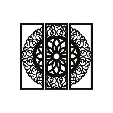 Imagem de Quadro Decorativo Preto Mdf Mandala Arabesco 40X20Cm