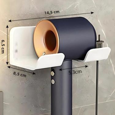 Imagem de Suporte De Parede Para Secador De Cabelo, Branco E Preto, ABS, Sem Fur