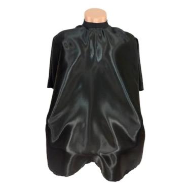 Imagem de Capa de Corte em Cetim Preta para Cabeleireiro e Barbeiro, com Zíper nas Costas, 35 x 30 cm