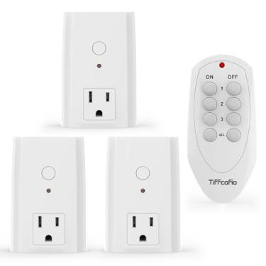 Imagem de Tiffcofio Tomada De Saída De Controle Remoto, Interruptores De Luz Sem Fio Internos, Controle Remoto De Alcance De 100 Pés, 15 A/1875 W, Listado Etl