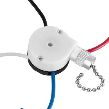 Imagem de Aoprofree Interruptor Para Ventilador De Teto Com 4 Fios Pré-Instalados, Compatível Hunter, 3 Velocidades, Níquel