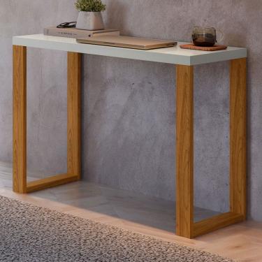 Imagem de Mesa Escrivaninha Industrial 100% Mdf Off White/Freijó F11 - Pradel