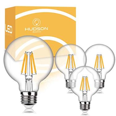 Imagem de Lâmpadas LED Edison reguláveis, formato de globo G25 – 6 watts, equivalente a 60 W – Lâmpadas brancas macias 3000 K – Base E26 padrão – Conjunto de lâmpadas de espelho de espelho de iluminação LED – Pacote com 4