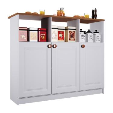 Imagem de Bancada Ilha Mesa Firenze 120cm 3 Portas - Indékes Branco