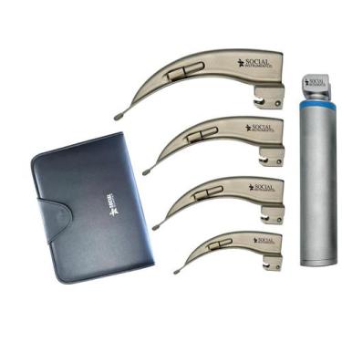 Imagem de Kit Laringoscópio Adulto  Aço Inoxidavel  LED  Social Instrumentos, 4 