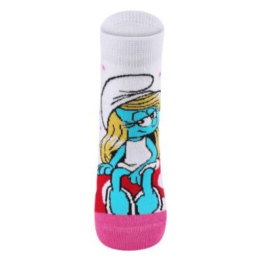 Imagem de Meia lupo cano curto personagem ref:14050 menina, Branco, Rosa, 24/9