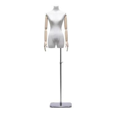 Imagem de Mannequin Torso de manequim feminino em pé, manequim destacável com altura ajustável de 61 a 77 pol., torso de linho com base de metal quadrada(White)