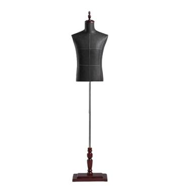 Imagem de Mannequin Manequim masculino de meio corpo, altura ajustável de 59-67 polegadas, manequim para exibição de roupas, base de madeira maciça removível(Red solid wood)