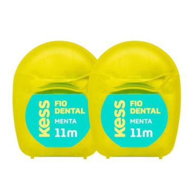 Imagem de Kit 2 Fio Dental Sabor Menta Remove Placas Bacterianas Encerado 11m Ke