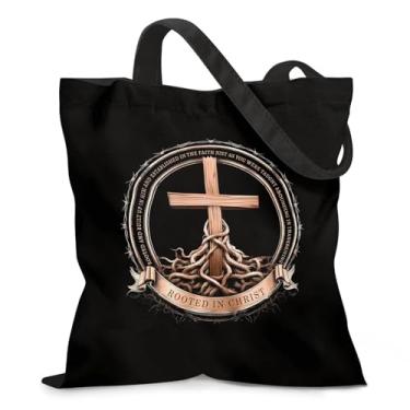 Imagem de Ialtsidws Presentes de Natal para mulheres, bolsas pretas com fecho de pressão magnético, bolso interno, presentes de Natal para meninas, reutilizável, bolsa de ombro estética cristã para uso diário