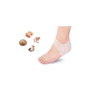 Imagem de Palmilha Ortopédica de Silicone para Calcanhar, Proteção contra Fascite, 11 x 9,5 cm, Bege, Par