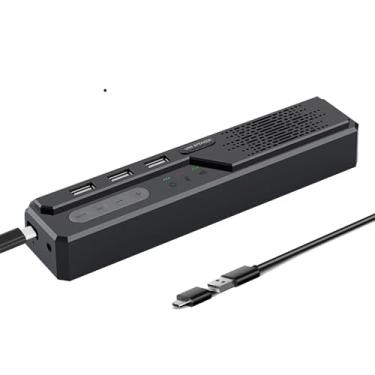 Imagem de Cykvis Alto-falante USB 3 em 1 para computador com microfone, alto-falante de conferência de computador portátil com microfone para escritório doméstico inteligente e estudo online, captação de voz