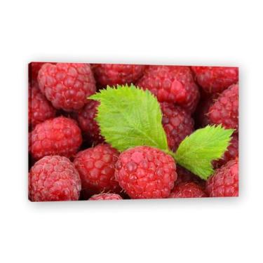 Imagem de Impressão em tela com bloqueio de folhas verdes e cenários reais – Arte de parede vibrante para decoração de cozinha e sala de estar 39,9 x 59,9 cm emoldurada