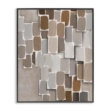 Imagem de Stupell Industries Design de arte giclée emoldurado preto em camadas neutras em camadas por Emma Peal, 50 x 40 cm