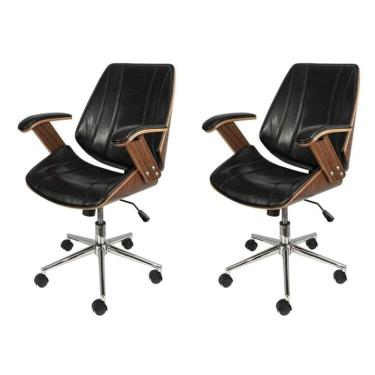 Imagem de Kit 2 Cadeiras para Escritório Diretor Bergen Baixa 3331 Preto