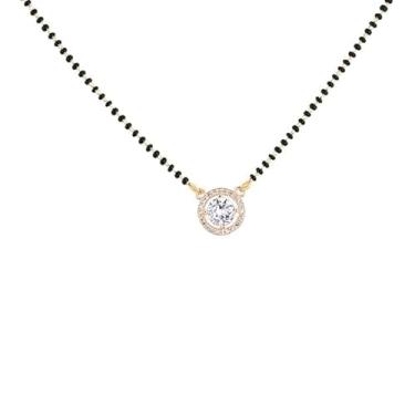 Imagem de Generic Colar com pingente de uma pedra com contas pretas Mangalsutra para mulheres com corrente extensível, pacote com 2 da The Great Indian Store