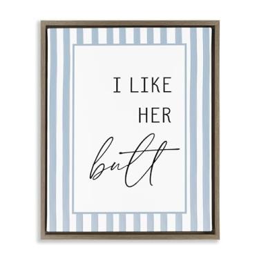 Imagem de Stupell Industries I Like Her Butt Stripes Brown Framed Floater Canvas Wall Art Design por Lettered and Lined, 21 x 17